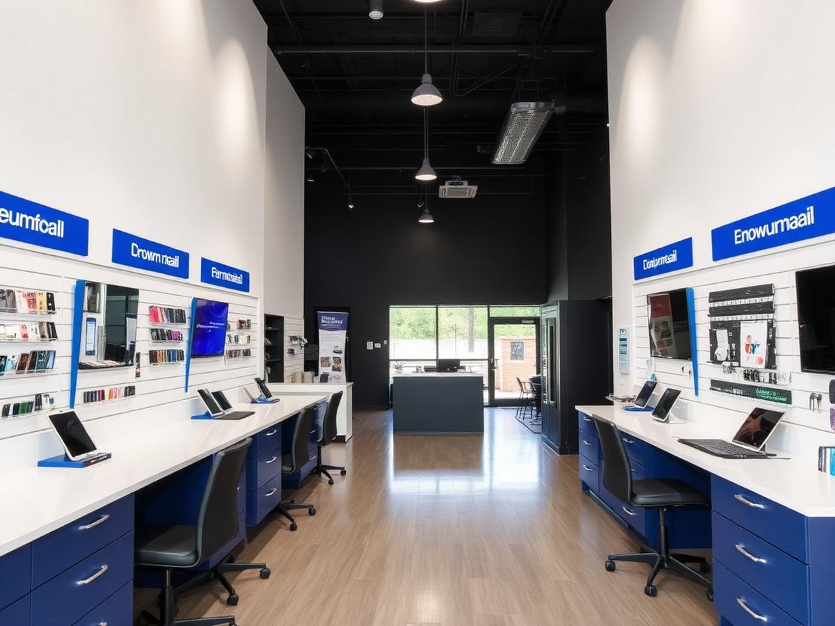 Motorola care service center interior in Indore with workstations